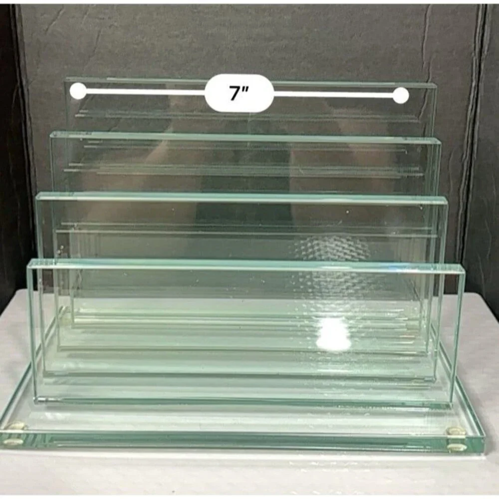 Vintage Modern Heavy Glass Letter Sorter | 4-Tier Graduated Mail Organizer MCM